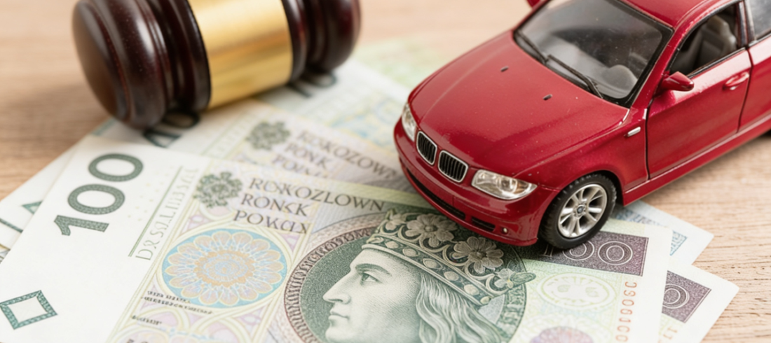 zabawkowy smaochód na biurku obok banknotów